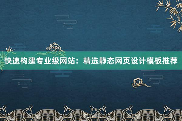 快速构建专业级网站：精选静态网页设计模板推荐